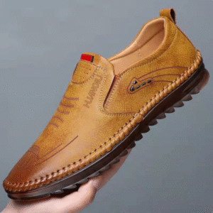 Men breathable leather loafers